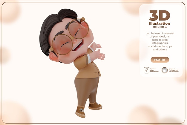 PSD illustrazione della presentazione del personaggio 3d