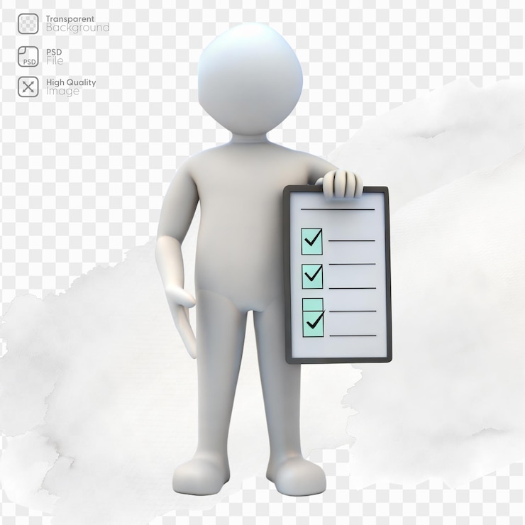 PSD 3d character presenting checklist