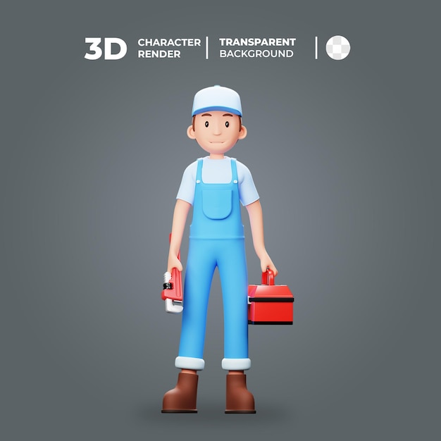 PSD 3d character repairman