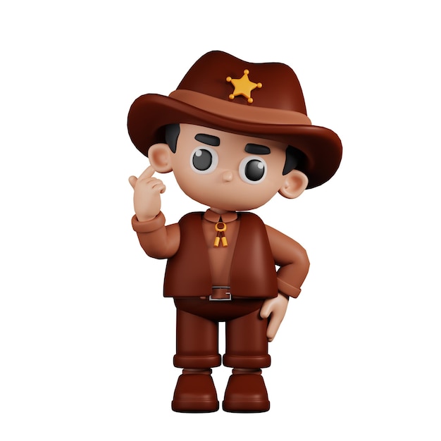 PSD 3d character sheriff giving mini love pose