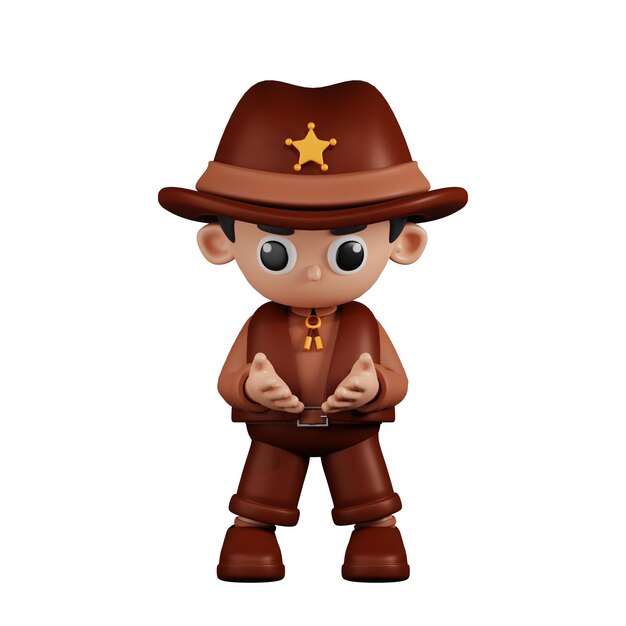 3d character sheriff holding something pose