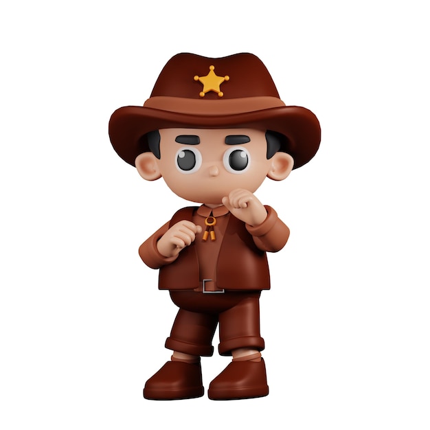 3d character sheriff ready to fight pose