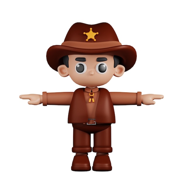 PSD 3d character sheriff t pose