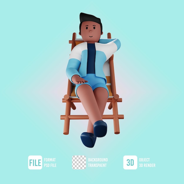 3d character summer male sitting relaxed