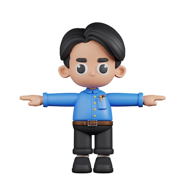 PSD 3d character teacher t pose