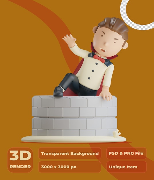 3d character vampire out of the well