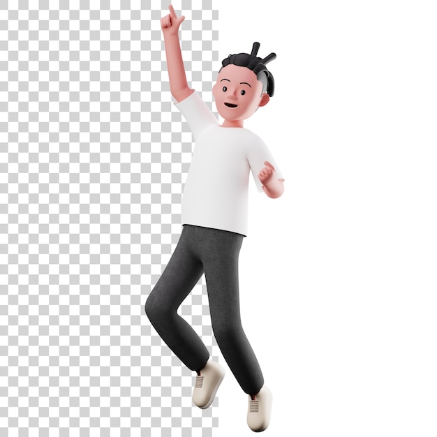 3d character with happy jumping pose