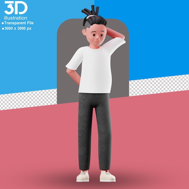 孤立した背景 png の 3 d キャラクター心配 3 d イラスト