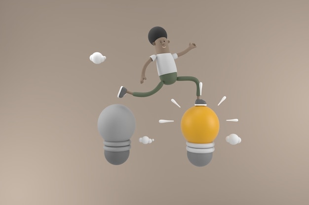 3D character young man with business concept