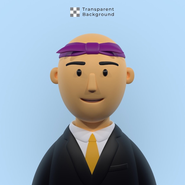 3d character of young man with suit and bandana