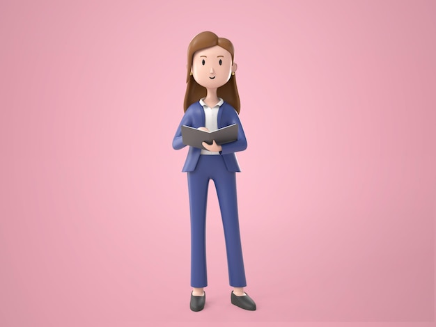 3d character young working woman