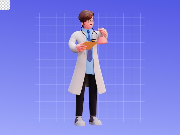 3d charakter męski lekarz ilustracja sprawia, że medycyna