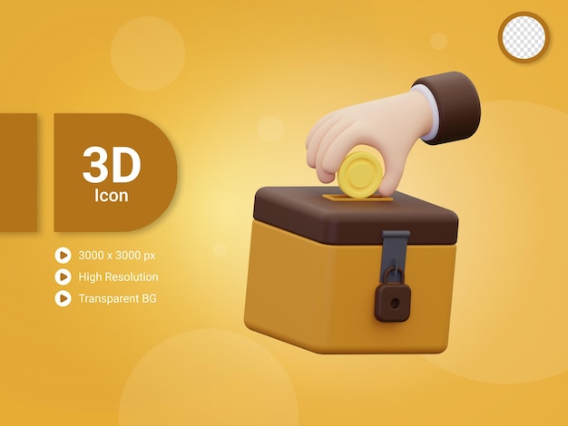 3d charity box icon