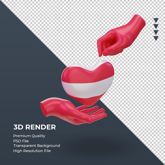PSD 3dチャリティーデーオーストリアの旗のレンダリング左側面図