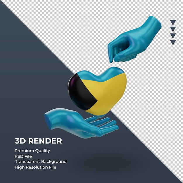 PSD 3dチャリティーデーバハマの国旗レンダリング左側面図