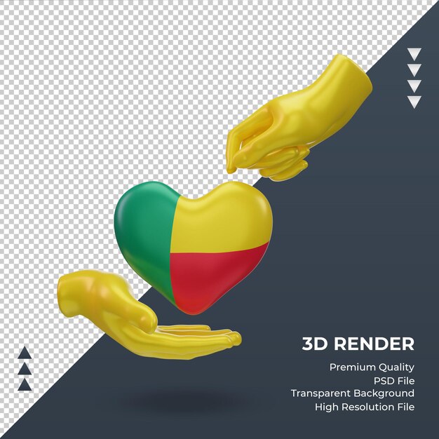 3d giorno di beneficenza benin bandiera rendering vista frontale