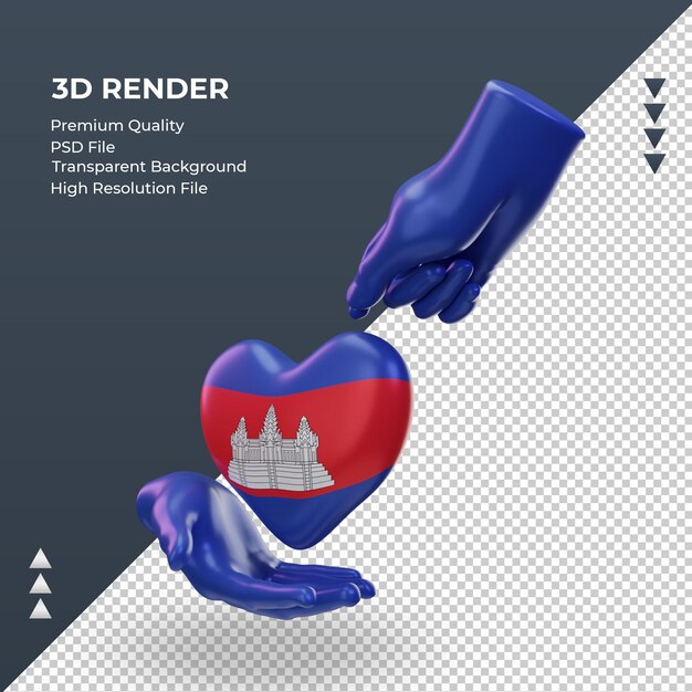 3d giorno di beneficenza cambogia bandiera rendering vista a destra