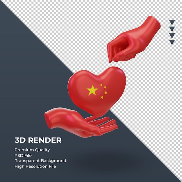 PSD 3d giorno di beneficenza cina bandiera rendering vista sinistra