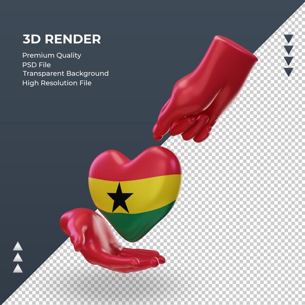 PSD 3d giorno di beneficenza bandiera del ghana che rende la vista giusta