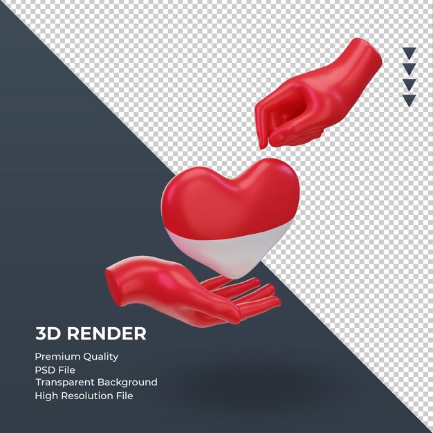 3dチャリティーデーインドネシア国旗レンダリング左側面図