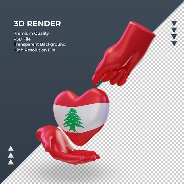 PSD 3d charity day lebanon flag rendering right view