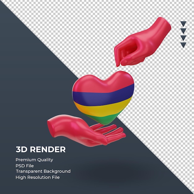 3d giorno di beneficenza mauritius bandiera rendering vista a sinistra