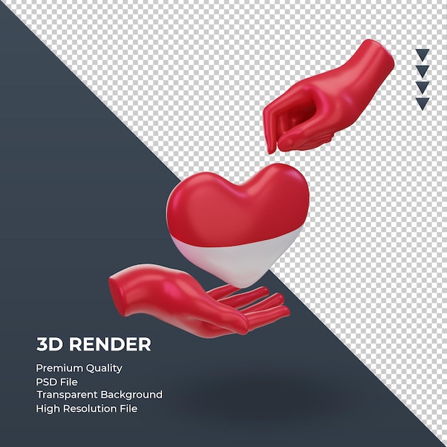 3dチャリティーデーモナコの国旗レンダリング左側面図