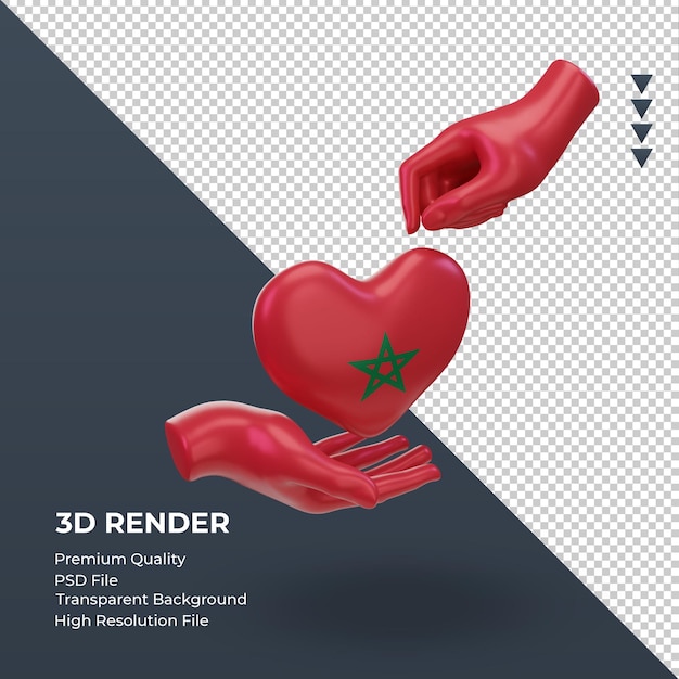 3d giorno di beneficenza marocco bandiera rendering vista a sinistra