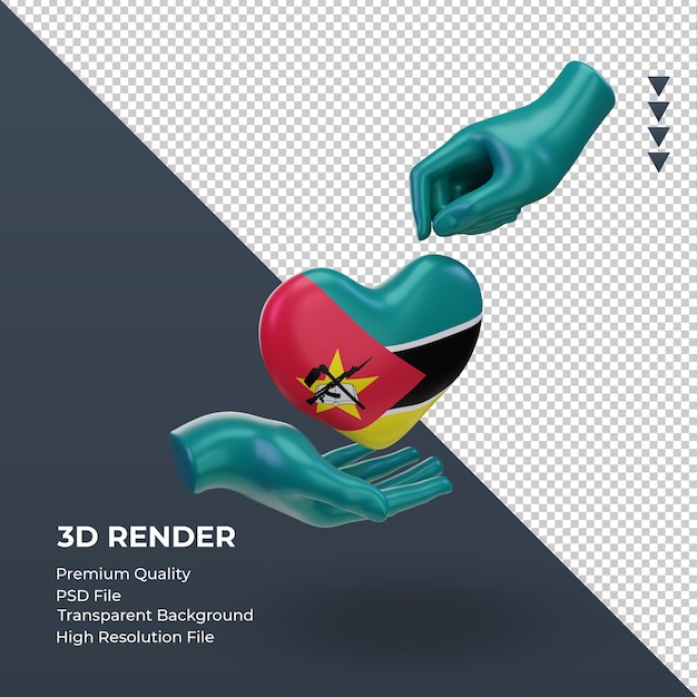 3Dチャリティーデーモザンビークの国旗レンダリング左側面図
