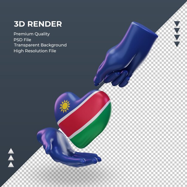 3d giorno di beneficenza namibia bandiera rendering vista a destra