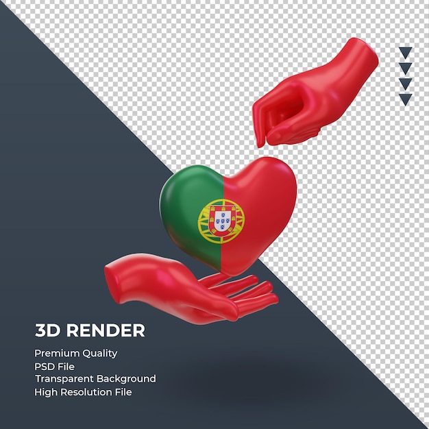 PSD 3dチャリティーデーポルトガル国旗レンダリング左側面図