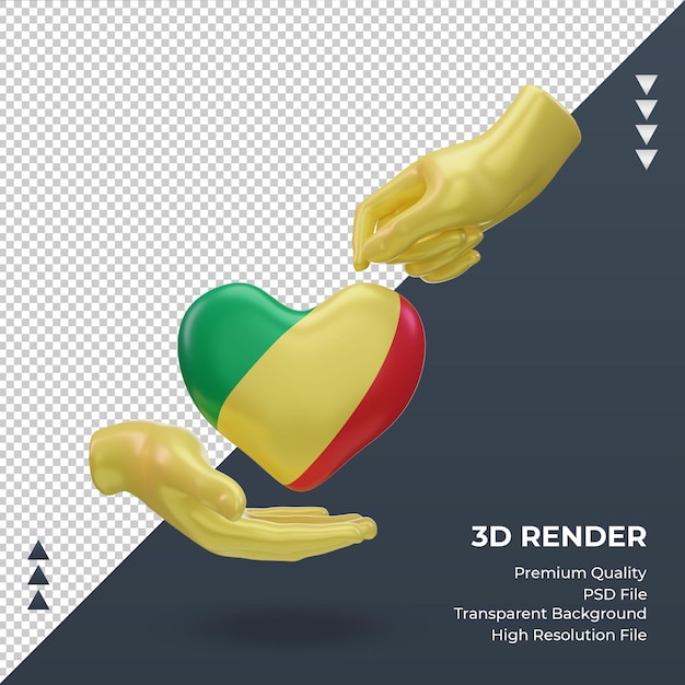 3d giorno di beneficenza repubblica del congo bandiera rendering vista frontale