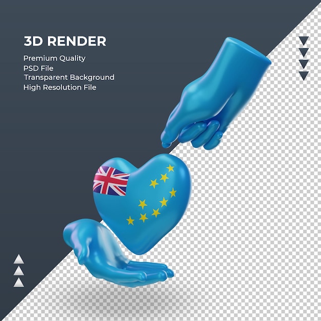 3d giorno di beneficenza tuvalu bandiera rendering vista destra