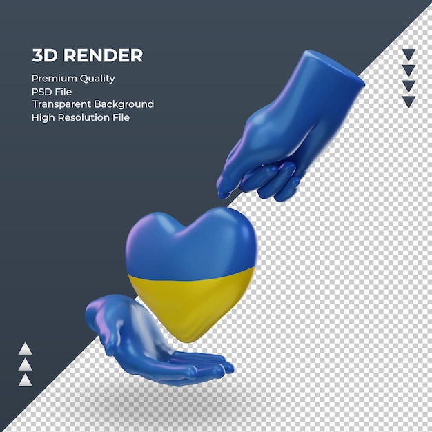 PSD 3d charity day ukraine flag rendering right view