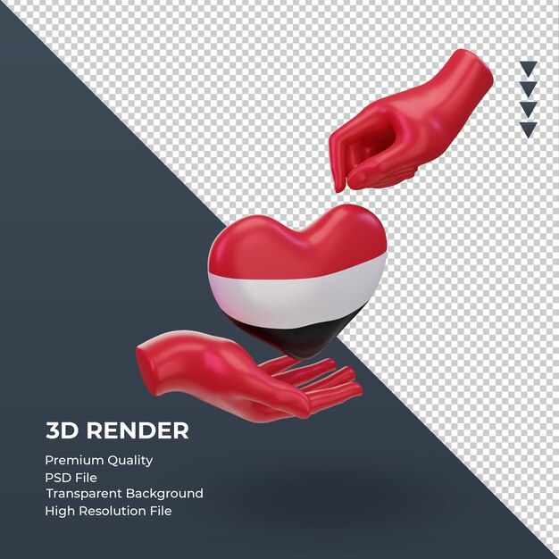 3d giorno di beneficenza yemen bandiera rendering vista sinistra