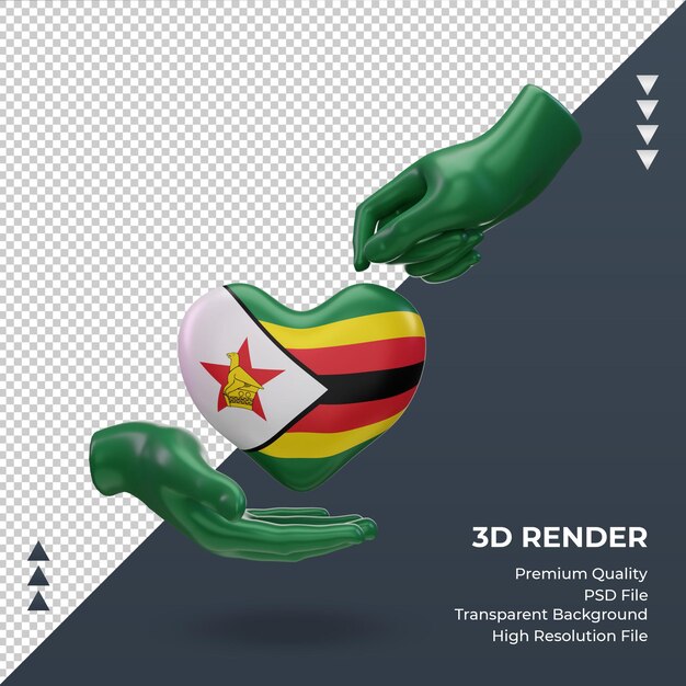 PSD 3d giorno di beneficenza zimbabwe bandiera rendering vista frontale