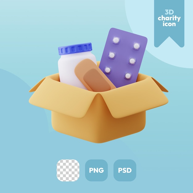 PSD 3d charity icon donate medicine