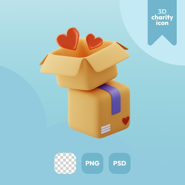 PSD 3d charity icon donation box