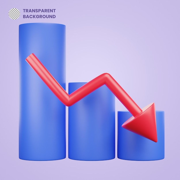 PSD 3d chart graph down business arrow diagram finance backruptcy loss statistic stock