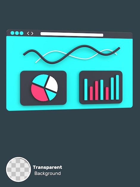 PSD 3d chart and graph for web analytic transparent background