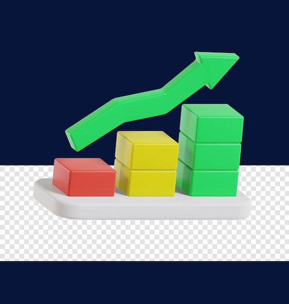 3d chart up icon illustration