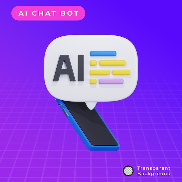 PSD 3d chat bot-app op smartphoneillustratie