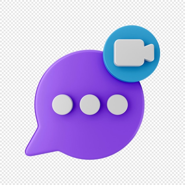 3d chat bubble notification icon video attachment