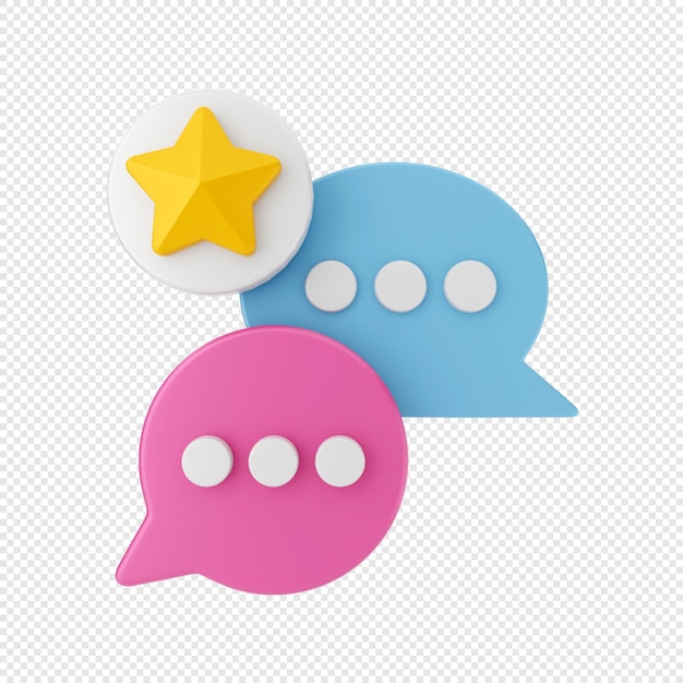 PSD 3d chat bubble notification icon with star