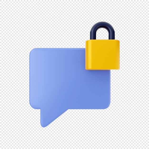 3d chat bubble with padlock