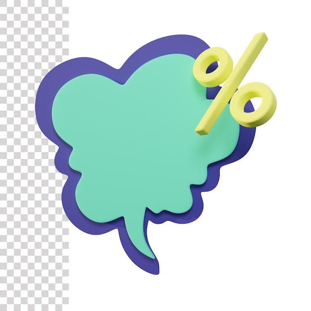 3d chat bubble with percent icon