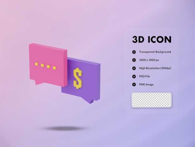 PSD icona chat 3d illustrazione di rendering 3d