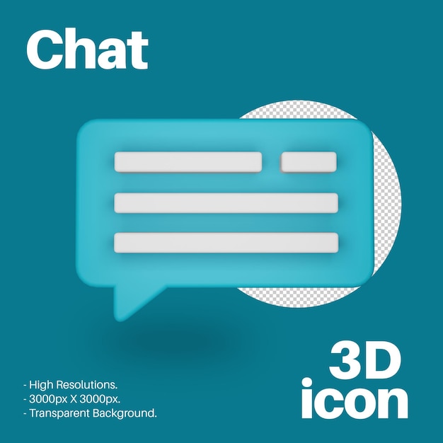 3D chat icon isolated object with high quality render and resolution