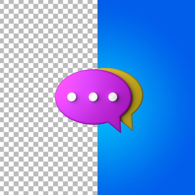 3D Chat Icon Purple and Yellow