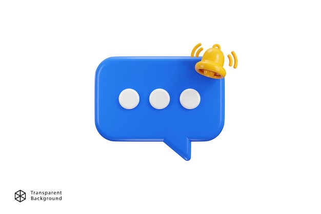 3d chat message blue speech bubble icon with bell notification alert notice for message icon vector